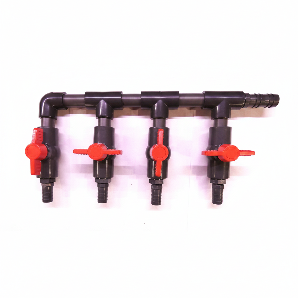 Luftverteiler 4-fach 18mm/10mm mit Kugelhähnen